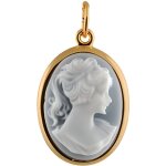 Pendentif ovale came rsine bleu