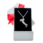 Collier 50cm - pendentif pays italie avec chaine en argent massif 925 et boite cadeau homme