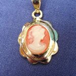 Pendentif plaqu� or cam�e orange