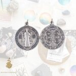 Pendentif - saint beno�t - m�daille en m�tal argent� - � 21 cm - accessoire mixte - qualit� sup�rieure ...