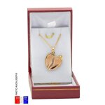 Pendentif s�cable coeur � couper en plaqu� or � diviser avec chaine 45cm pour femme pour saint valentin ...