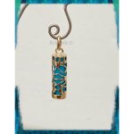 Pendentif - tiki polyn�sien - plaqu� or 18 carats - turquoise - 22 cm - mixte