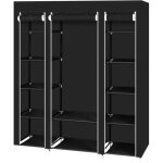 Penderie armoire de rangement garde - robe alightup - noir - 150 x 45 x 175 cm - 5 �tag�res de rangement ...