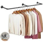 Penderie murale en m�tal - vetobiol - 184 cm - noir - fer forg� - montage mural - 63 kg capacit� - �conomiseur ...