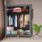 Penderie souple - armoire avec rideau de porte darmoire anti - poussire - gris fonc - 108 * 45 * 170cm ...
