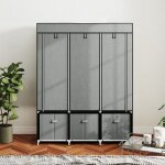 Penderie souple gris clair 125x43x1625cm ? armoire tissu pliante tiroirs fermeture �clair id�al chambre ...