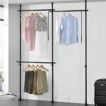 Penderie tlescopique kemi acier laqu 150 - 230 cm 3 barres de penderie noir