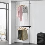 Penderie tlescopique kemi acier laqu 75 - 115 cm noir