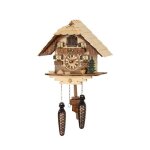 Pendule  coucou  quartz maison de fort noire avec musique piles incluses tu 472 qm - couleur: noyer ...