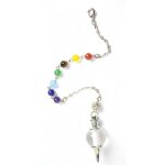 Pendule s�phoroton - cristal de roche - 4cm - 7 chakras - divination - g�obiologie