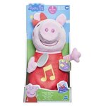 Peppa pig - peppa chante - peluche chantante avec robe rouge paillete et n?ud - chante 3 chansons - ...