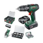 Perceuse  percussion sans fil - bosch - universalimpact 18v - 2 batteries li - ion - 210 accessoires ...