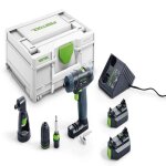 Perceuse - visseuse 108v txs + 2 batteries 26ah + chargeur + coffret systainer - festool - 576102