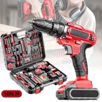 Perceuse visseuse sans fil - 21v 50 n. m - 1 batterie + 117 accessoires + chargeur - perceuse � percussion ...