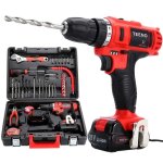 Perceuse visseuse sans fil teeno - 21v - 2 batteries lithium + 41 accessoires + gants professionnels