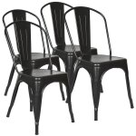 Lot de 4 chaises en fer - perfect - noir - dossier - l 46 * l 43 * h 85cm
