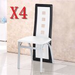 Perfect lot de 4 chaises de salle  manger blanche noire en similicuir