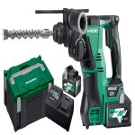 Perforateur sds max sans - fil 36 v hikoki dh36dmawaz - 2 batteries 4ah + chargeur + coffret hitcase