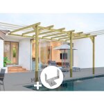 Pergola adossée en bois massif orléans 600 x 420 cm + 3 supports surélevés - maderland Pergola adossée en bois massif orléans 600 x 420 cm + 3 supports surélevés - maderland