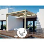 Pergola adoss�e en bois montpellier 420 x 300 cm + 2 supports sur�lev�s - maderland