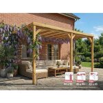 Pergola adoss�e en bois montpellier 510 x 300 cm + 3 supports sur�lev�s - maderland