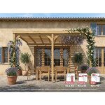 Pergola adoss�e en bois montpellier 500 x 400 cm + 3 supports sur�lev�s - maderland