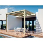 Pergola adoss�e en bois montpellier 510 x 420 cm - maderland