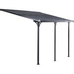 Pergola adosse gardiun elliot - aluminium et polycarbonate - 495x300x225 / 270 cm - gris anthracite