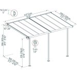 Pergola � adosser en aluminium blanc et polycarbonate sierra 2. 2 x 4. 5 m