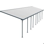 Pergola  adosser en aluminium gris et polycarbonate feria 3 x 13. 4 m
