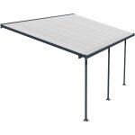Pergola � adosser en aluminium gris et polycarbonate feria 3 x 5. 5 m