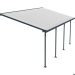 Pergola  adosser en aluminium gris et polycarbonate feria 3 x 6 m