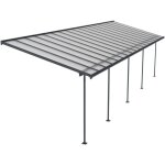 Pergola � adosser en aluminium gris et polycarbonate sierra 3 x 10. 4 m