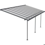 Pergola � adosser en aluminium gris et polycarbonate sierra 3 x 6. 2 m