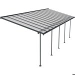 Pergola � adosser en aluminium gris et polycarbonate sierra 3 x 8. 6 m