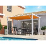 Pergola en aluminium gris anthracite 100x100 mm p. 12 mm toiture rouille 140 gr / m2 per4030gr habrita ...