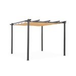 Pergola aluminium - isla 3x3m - toile beige - tonnelle id�ale pour votre terrasse. toit r�tractable. ...