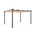 Pergola aluminium - isla 3x4m - toile beige - tonnelle id�ale pour votre terrasse. toit r�tractable. ...