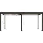 Pergola - aluminium - ombrea - bioclimatique - anthracite et lames blanches - 3x6 m