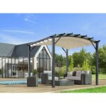 Pergola arche structure mixte aluminium / acier gris anthracite 1122 m2 toiture cru 140 gr / m2 per3433ge ...