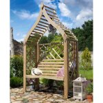 Pergola banc en bois pour jardin simao ? arche pergola avec treillis d�coratif h220 x 138 x 58 cm