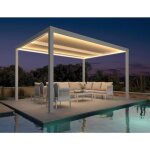 Pergola bioclimatique 425 x 3 m aluminium avec led lames orientables imperm�able pour terrasse carport ...