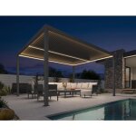 Pergola bioclimatique 425 x 3 m aluminium avec led lames orientables imperm�able pour terrasse patio ...
