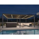 Pergola bioclimatique 6 x 365 m aluminium avec led lames orientables imperm�able pour terrasse patio ...