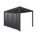 Pergola bioclimatique aluminium 4x3m anthracite + 3 persiennes 130cm � lames orientables triomphe