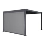 Pergola bioclimatique aluminium et acier 3x3m lames orientables + store 3m palace anthracite