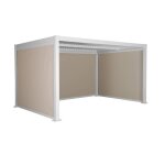 Pergola bioclimatique aluminium et acier 3x4m lames orientables + 2 stores 3m + 1 store 4m palace blanc ...