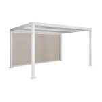 Pergola bioclimatique aluminium et acier 3x4m lames orientables + store 4m palace blanc