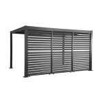 Pergola bioclimatique aluminium et acier 4x3m + 3 persiennes 130cm palace palace 4x3m + 3 persiennes ...