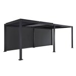 Pergola bioclimatique aluminium et acier 3x6m lames orientables + 2 stores 3m palace anthracite